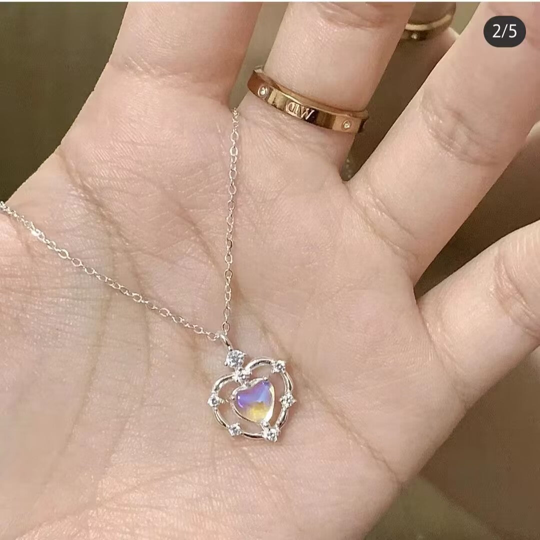 UNI-10250 - Double Heart Silver - Necklace