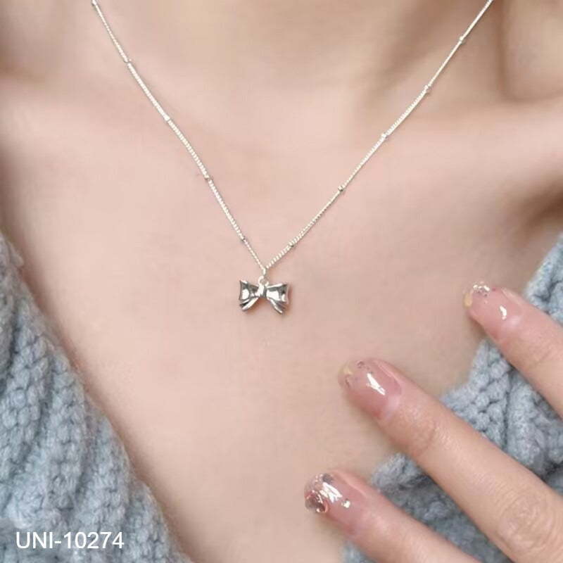 UNI-10274 - Bow Silver - Necklace