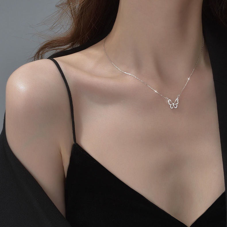 UNI-10278 - Silver Butterfly - Necklace