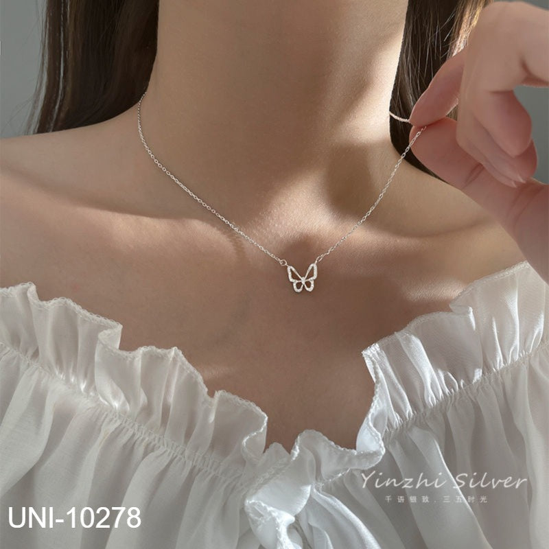 UNI-10278 - Silver Butterfly - Necklace