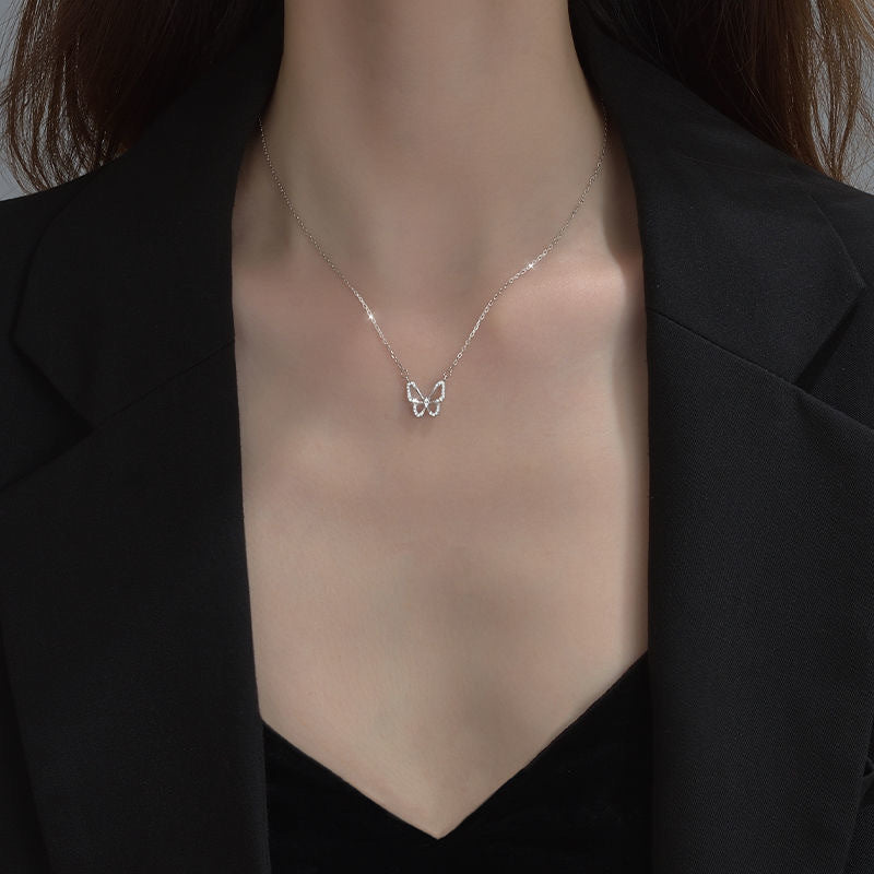 UNI-10278 - Silver Butterfly - Necklace