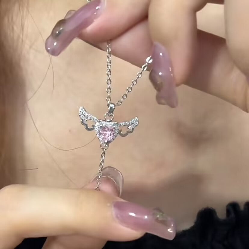 UNI-10282 - Sparkle Pink Heart - Necklace