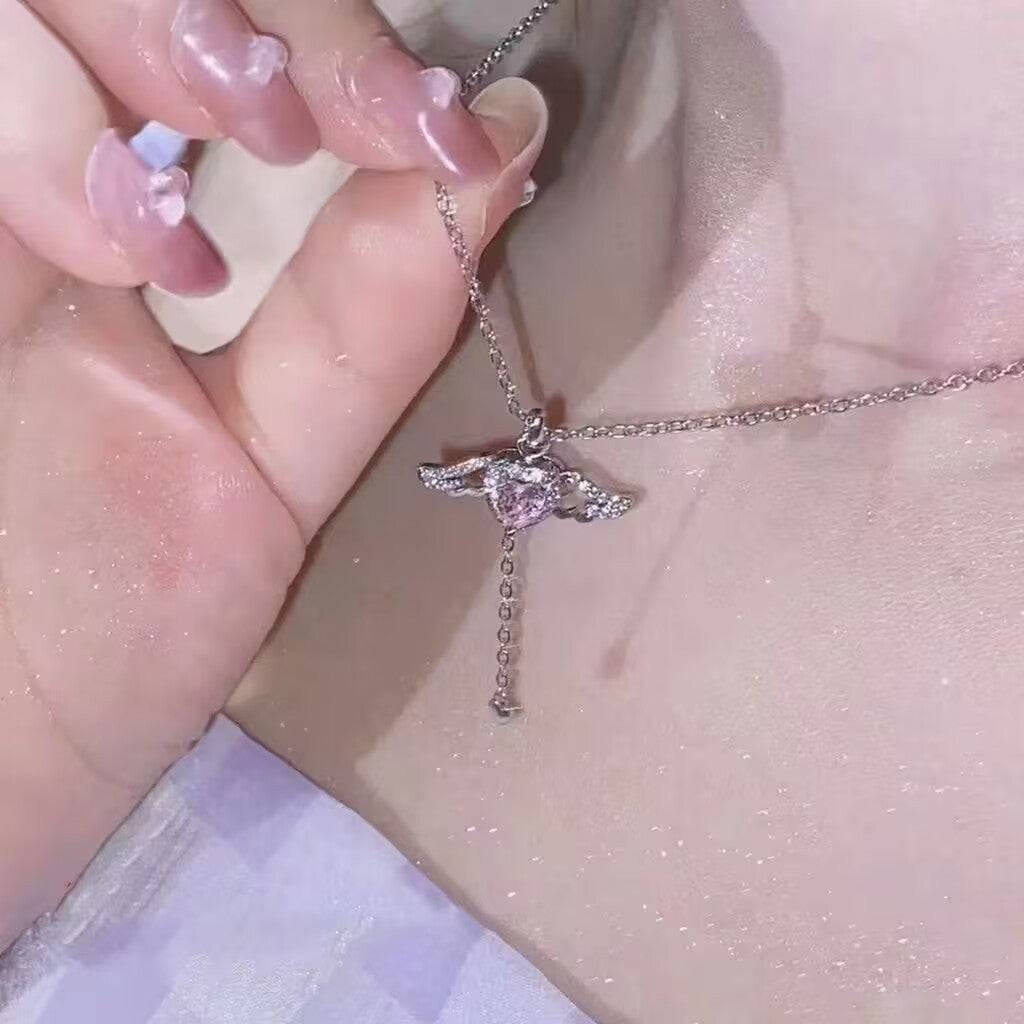 UNI-10282 - Sparkle Pink Heart - Necklace