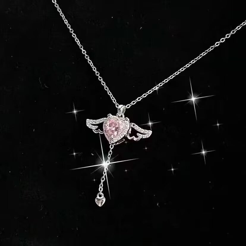 UNI-10282 - Sparkle Pink Heart - Necklace