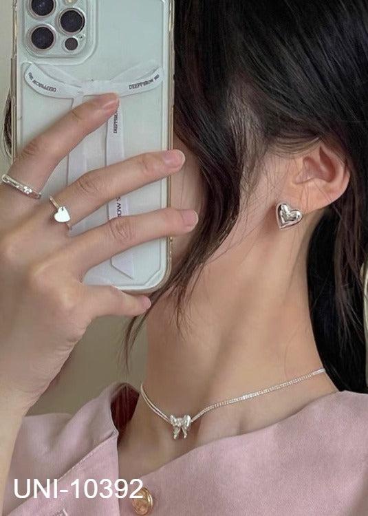 UNI-10392 - Silver Hear - Earring