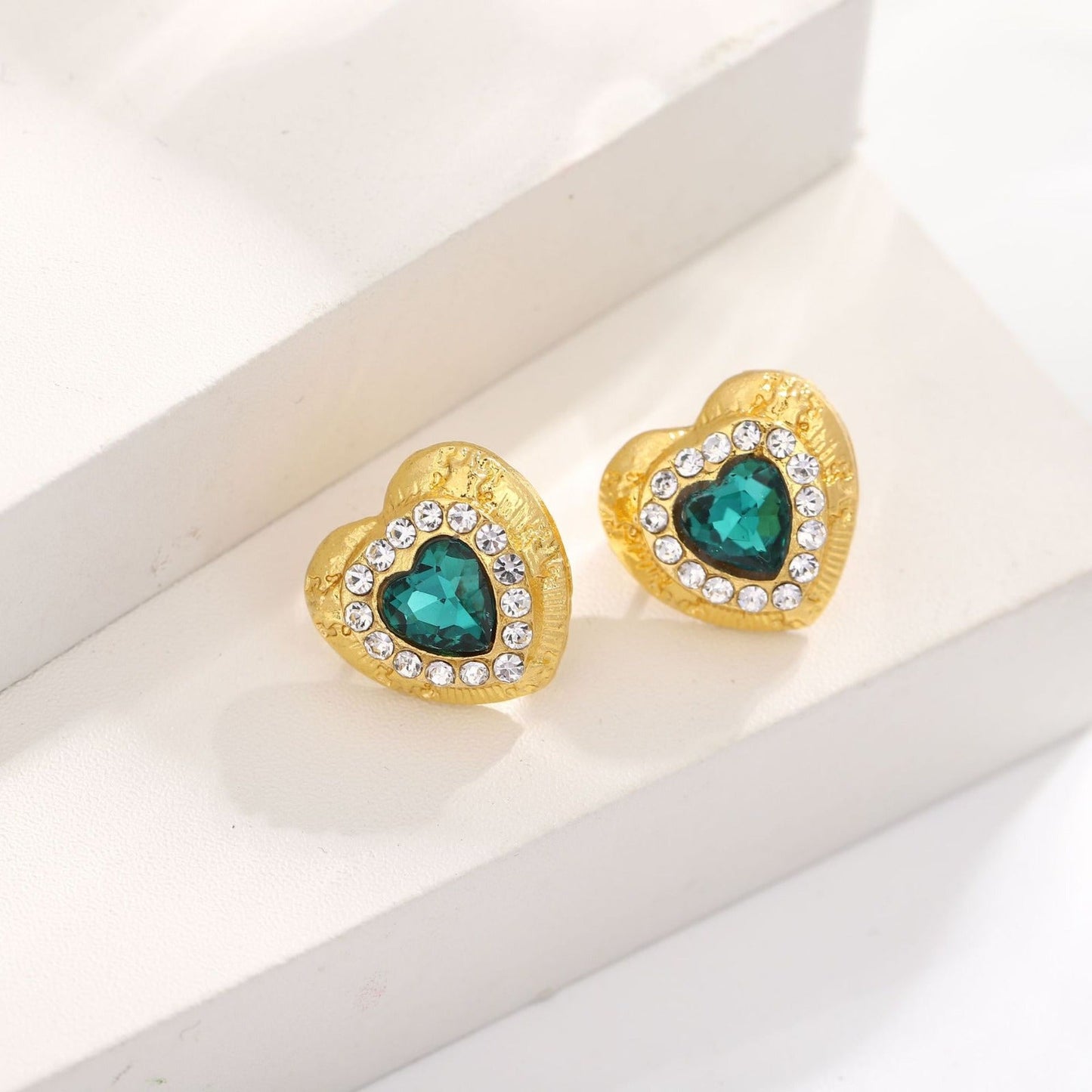 UNI-10543 - Green Crystal Diamond Gold - Jewelry Set
