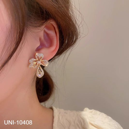 UNI-10408 -Flower & Leaf Gold  - Earring