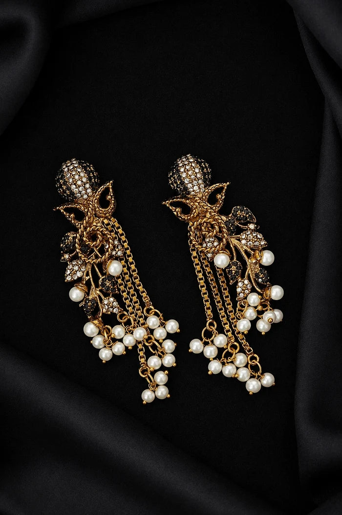 Designer Cubic Zircons Antique Turkish Latkans Earrings
