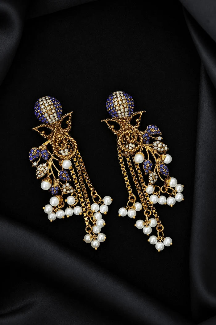 Designer Cubic Zircons Antique Turkish Latkans Earrings