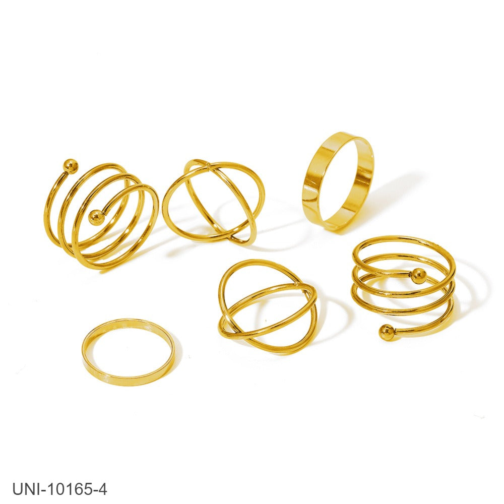 UNI-10165-4  - Gold  Foil - Ring Set Of 6