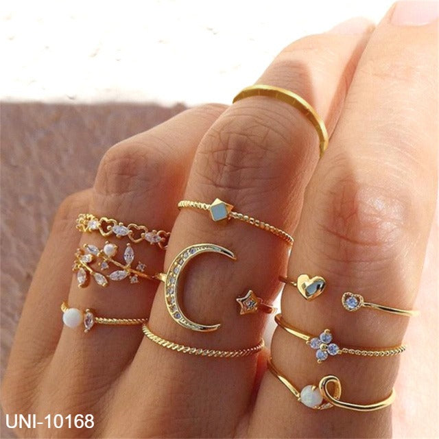 UNI-10168 - Sparkle Moon Diamond Ring Set Of 10 - Style 1