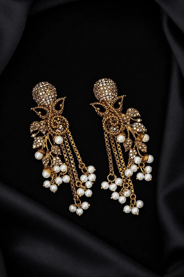Designer Cubic Zircons Antique Turkish Latkans Earrings