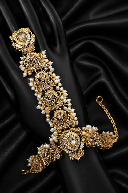 Vintage Turkish Pearl Multi Stone Bridal Hathphool Anja