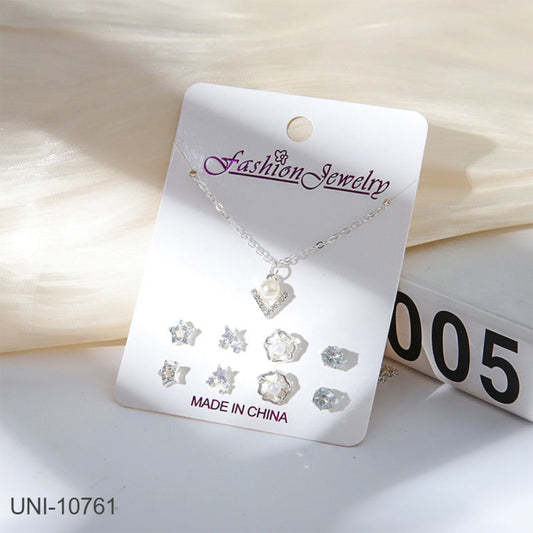 UNI-10761 - Arrow Pearl Silver - Jewelry Set