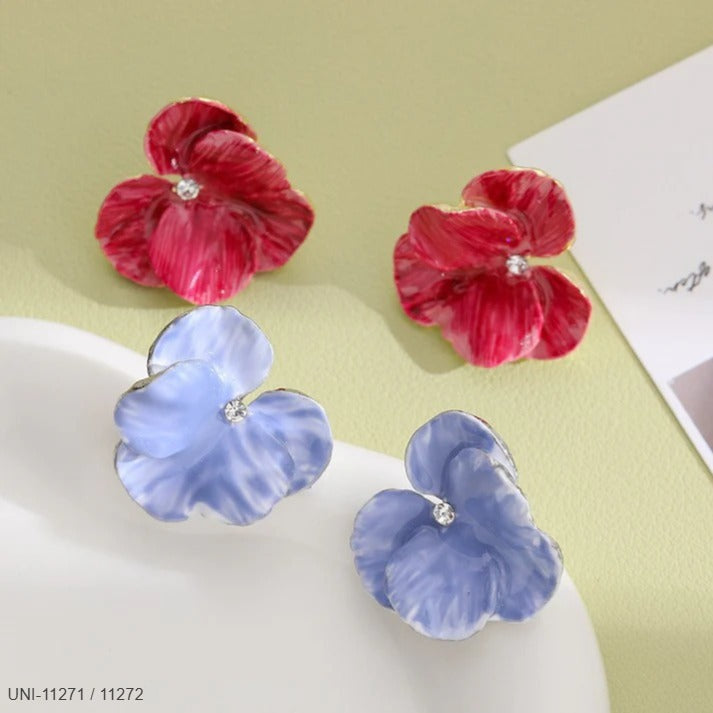 UNI-11271-72 - Marbled Flower - Earring