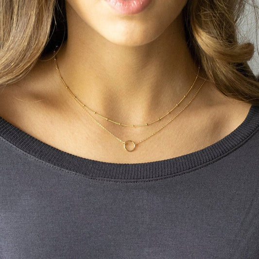 UNI-10650 - Gold Circle Double Layer - Necklace
