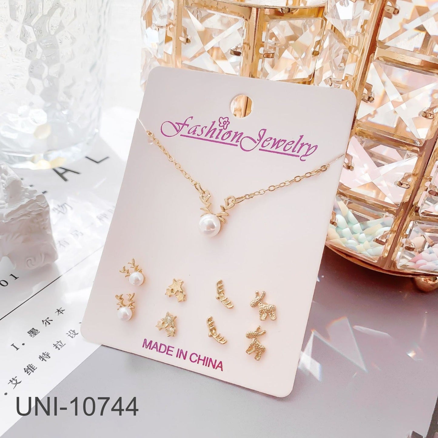UNI-10744 - Pearl Deer Gold - Jewelry Set