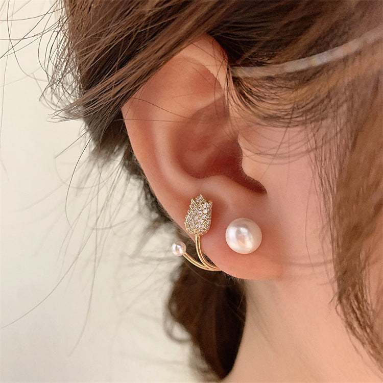 UNI-10395 - Sparkle Rosebud  - Earring