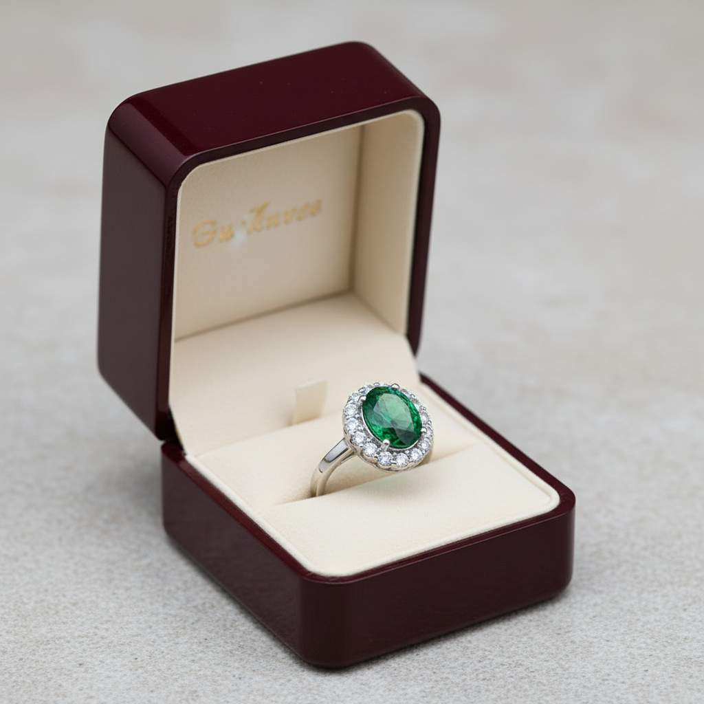 UNI-11036-2 - Green Diamond Silver - Ring