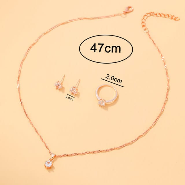 UNI-10562 - Crystal Diamond Rose Gold - Jewelry Set