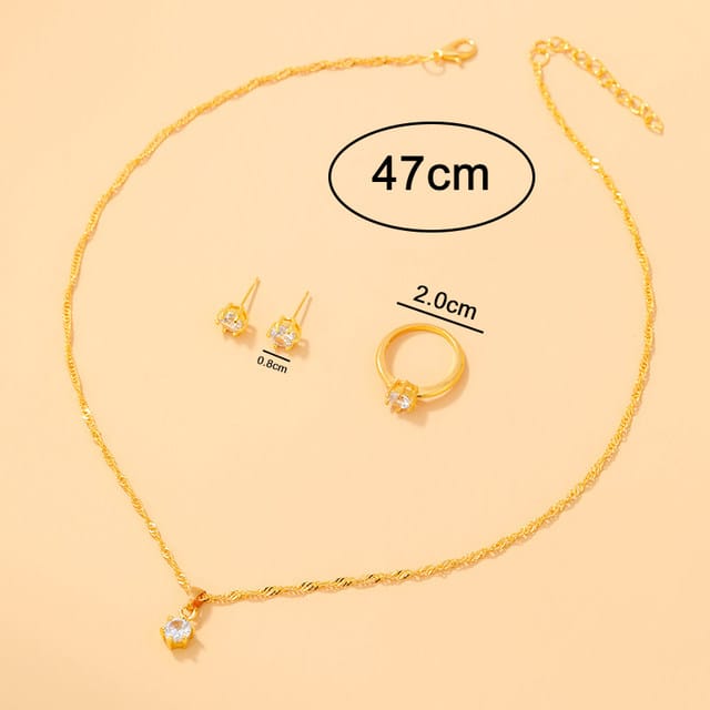UNI-10561 - Crystal Diamond Gold - Jewelry Set