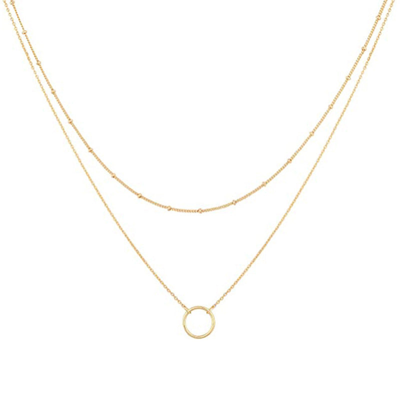 UNI-10650 - Gold Circle Double Layer - Necklace