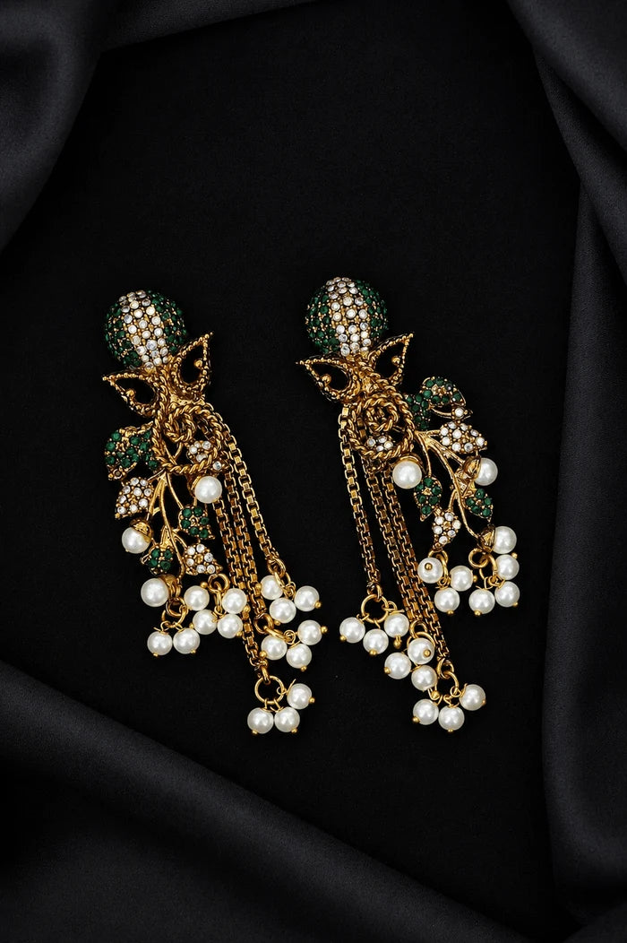 Designer Cubic Zircons Antique Turkish Latkans Earrings