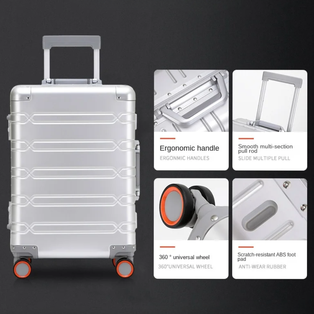 Minimalist Silver Aluminum Large Check-in Suitcase - image 3