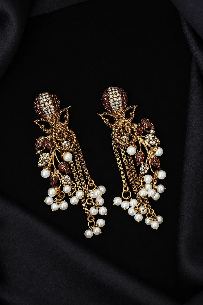 Designer Cubic Zircons Antique Turkish Latkans Earrings