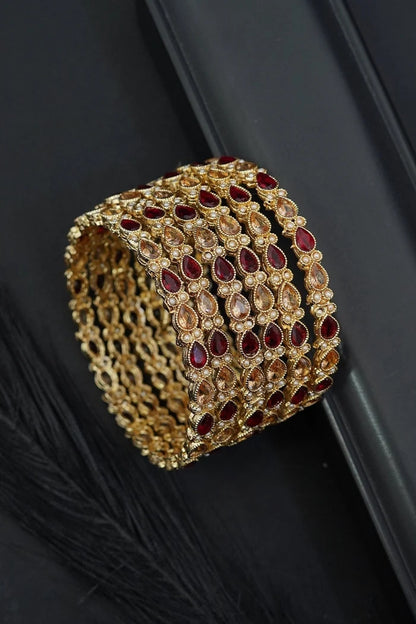 Designer Semi-Precious Stones 6 Pieces Bangles Set