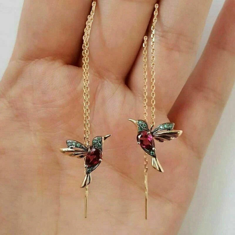 UNI-10104-1 -  Red Bird Dangling - Earring