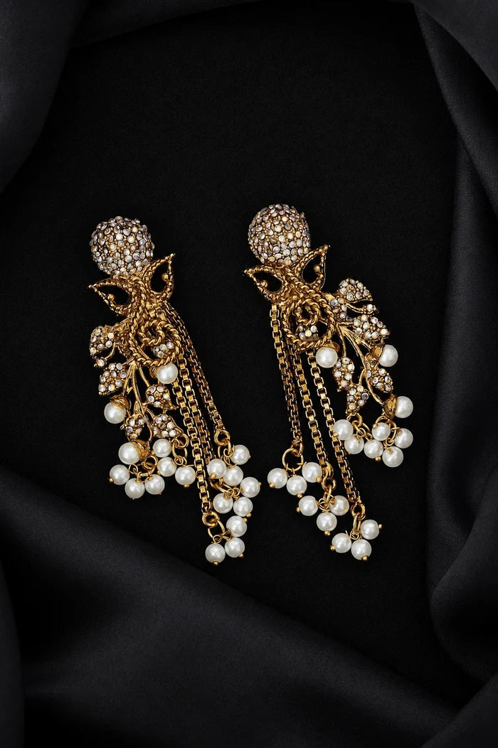 Designer Cubic Zircons Antique Turkish Latkans Earrings